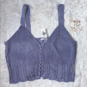 Lavender Knit Cropped Tank Top